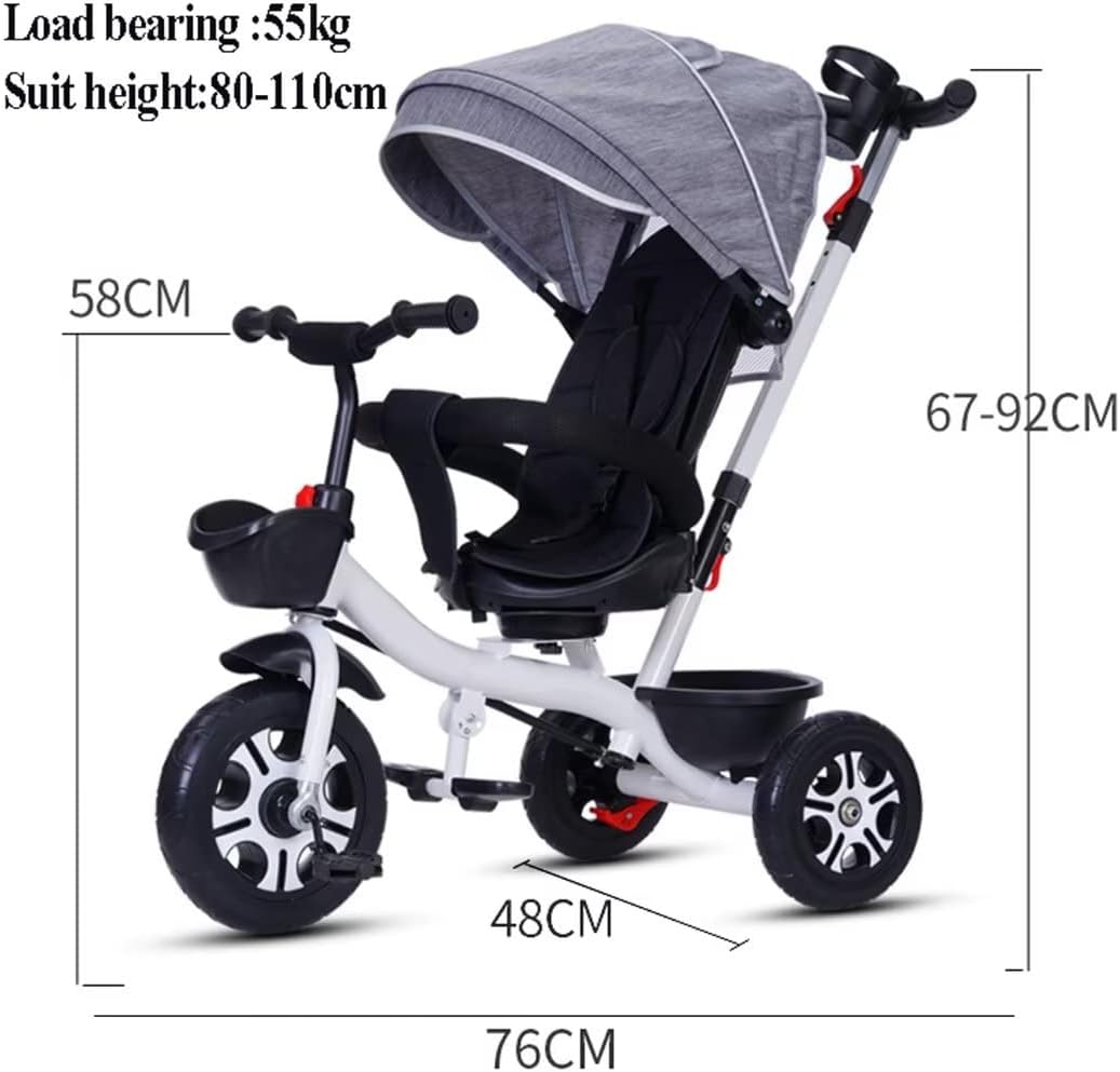 Triciclo 4 en 1 para niños de 2 a 6 años, triciclo para niños con mango y toldo para padres, triciclos para niños pequeños con asiento giratorio,