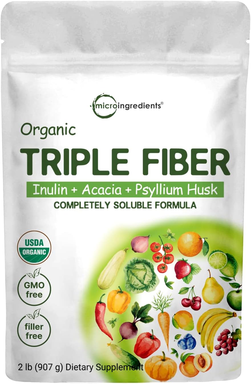 Suplemento de fibra orgánica inulina acacia cáscara de psyllium 2 libras fórmula de fibra 3 en 1 fibra diaria sin sabor suplemento prebiótico de Suplemento de fibra orgánica inulina acacia cáscara de psyllium 2 libras fórmula de fibra 3 en 1 fibra diaria sin sabor suplemento prebiótico de
