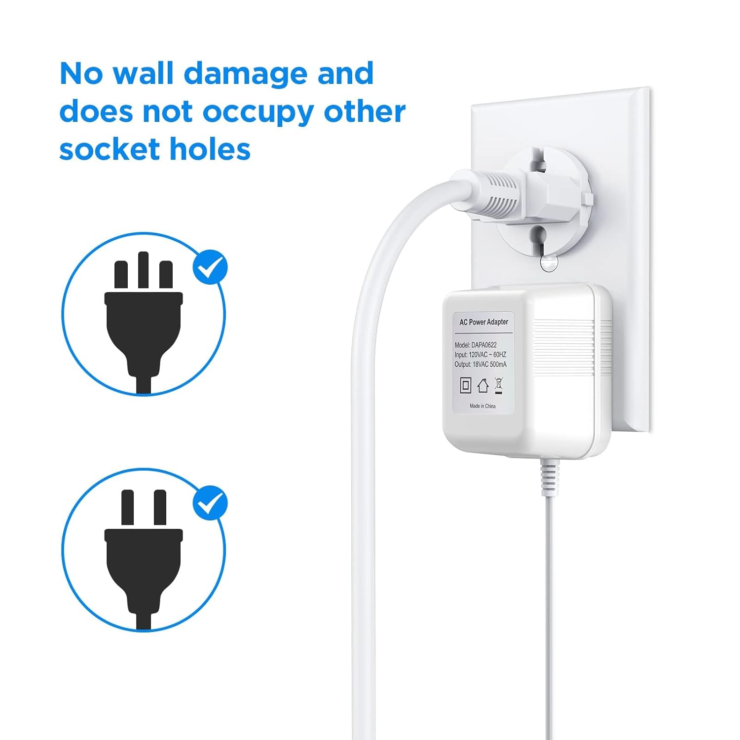 OLAIKE Adaptador de corriente transformador de timbre de 18 V compatible con timbre de video, timbre 2 y 3 y 3 Plus y 4, timbre ProPro2, timbre con