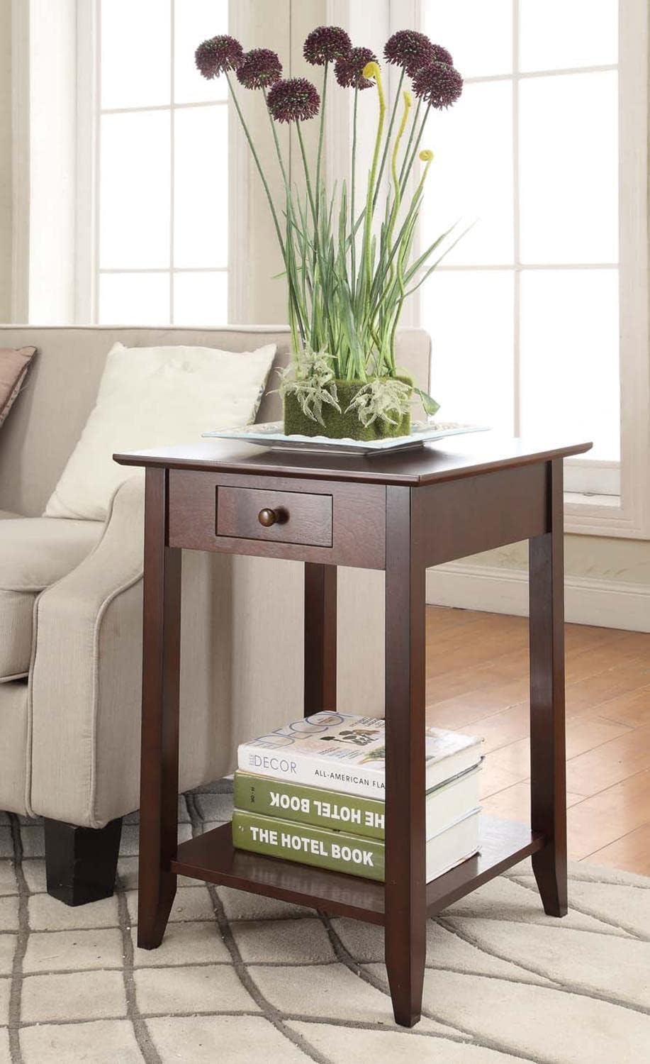 Convenience Concepts American Heritage mesa auxiliar con cajón y estante