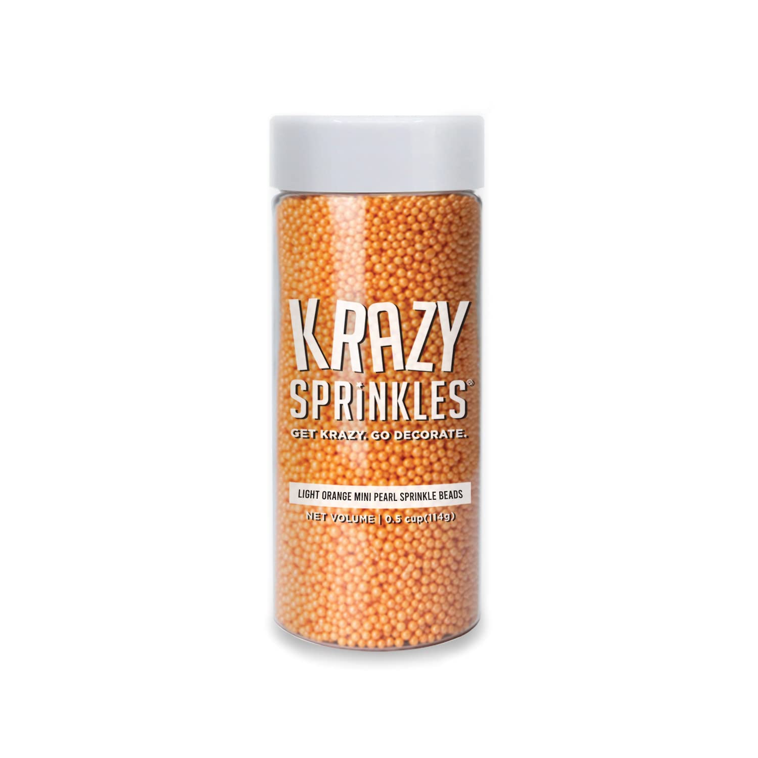 BAKELL Krazy Sprinkles – Mini cuentas de perlas color naranja claro, 100% comestibles de grado alimenticio, sin gluten, sin nueces, para pasteles,