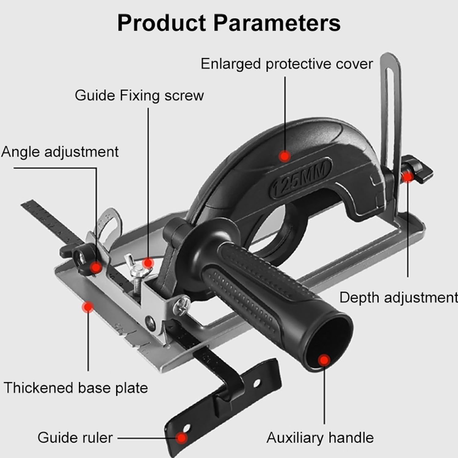 Soporte de amoladora angular ajustable de 45 grados, soporte de corte preciso, soporte fijo con regla guía para máquina 100-125 herramienta casera