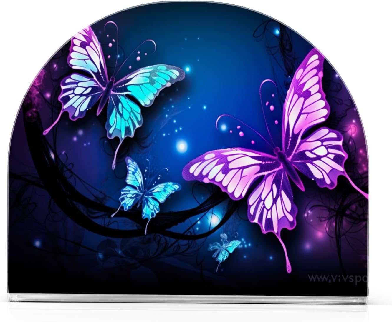 Napkin Holder Purple Butterfly Napkin Holders for Tables, Clear Acrylic Napkin Holders Cocktail Napkin Holder for Kitchen Restaurant Bar Home Decor