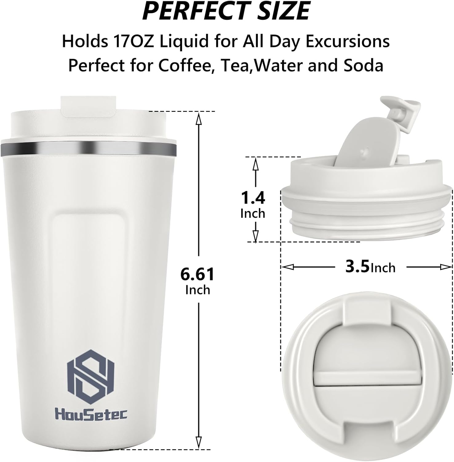 Elayce Taza de café, vasos de café con popotes y cepillos para pajillas, taza de café de viaje con tapas a prueba de fugas para mantener el agua