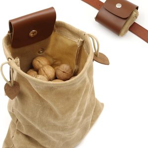 ASENIE Bolsa de forrajeo de lona encerada plegable para acampar al aire libre, bolsa de forrajeo para almacenamiento de hongos, de cuero, resistente ASENIE Bolsa de forrajeo de lona encerada plegable para acampar al aire libre, bolsa de forrajeo para almacenamiento de hongos, de cuero, resistente