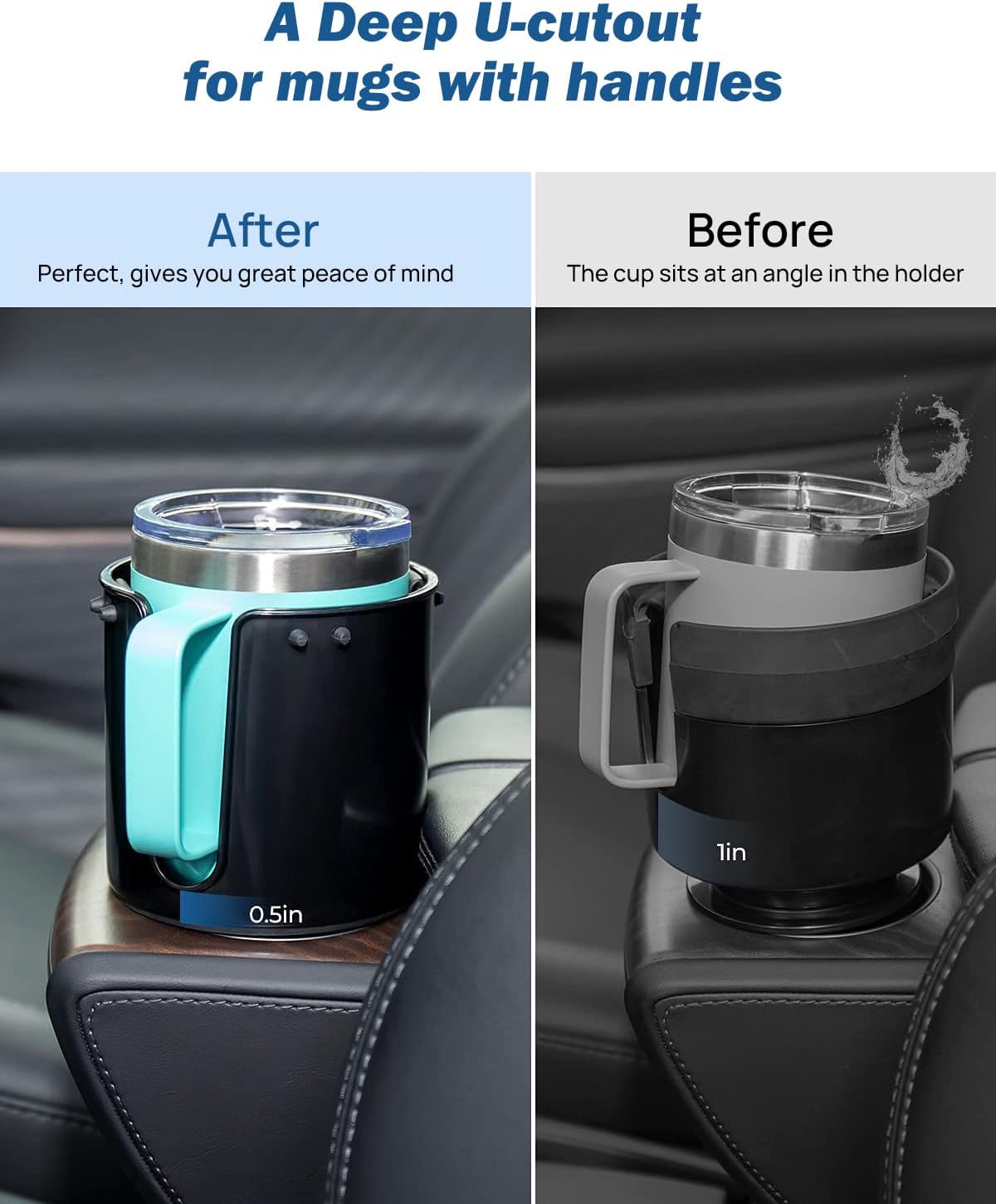 JOYTUTUS Paquete de 2 expansores de portavasos para automóvil con base desplazada, compatible con YETI, Hydro Flask, Nalgene, expansor de portavasos