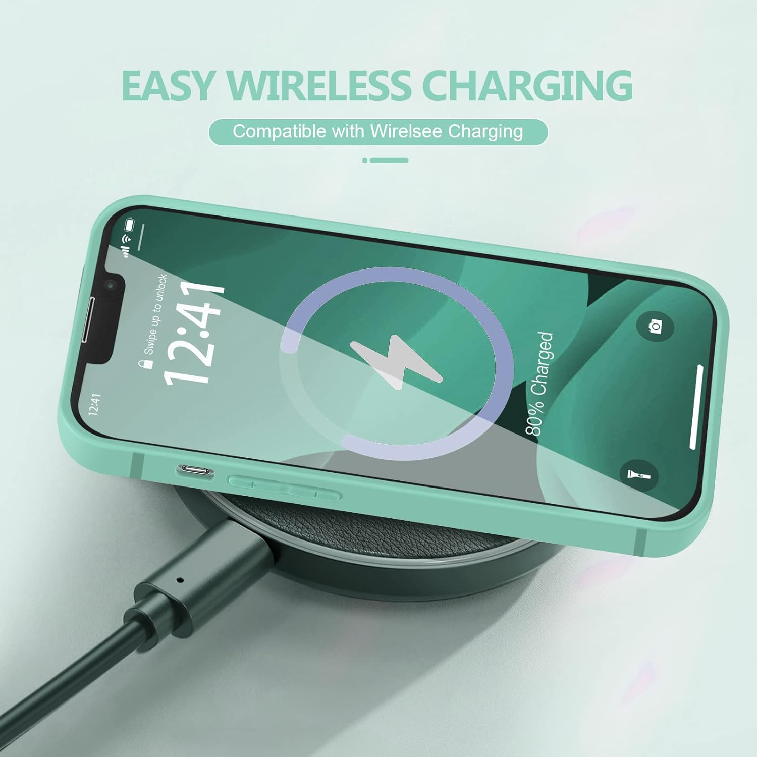 YZR Funda de silicona compatible con iPhone 13 Pro Max (6.7 pulgadas 2021), con protección de cámara, funda de silicona líquida para teléfono (cian