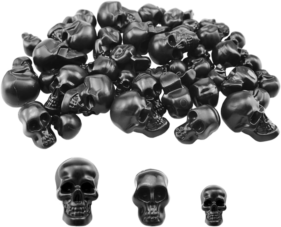 40 cabezas de calavera de plástico para decoración de Halloween, para manualidades, bar, hogar, mesa, fiesta, decoración