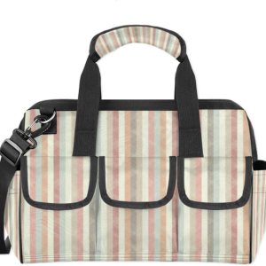Retro Stripe Pastel Wide Mouth Tool Bags for Men and Women 14 Pockets Tool Tote Bag Pouch Heavy Duty Tool Organizer Bag with Adjustable Strape for Retro Stripe Pastel Wide Mouth Tool Bags for Men and Women 14 Pockets Tool Tote Bag Pouch Heavy Duty Tool Organizer Bag with Adjustable Strape for