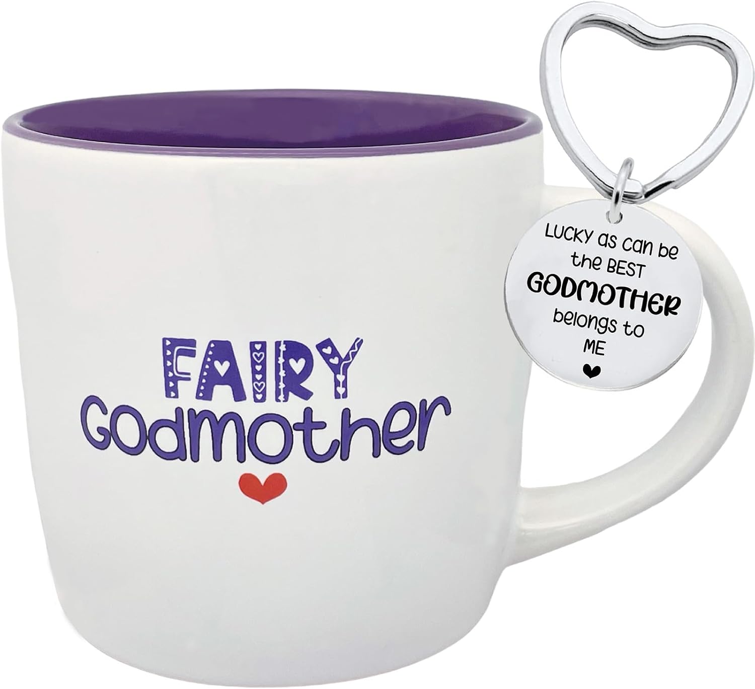 Taza de cerámica para madrina de 11 onzas, llavero de madrina, regalos para madrina de parte del ahijado, taza de café, regalo de hada madrina,