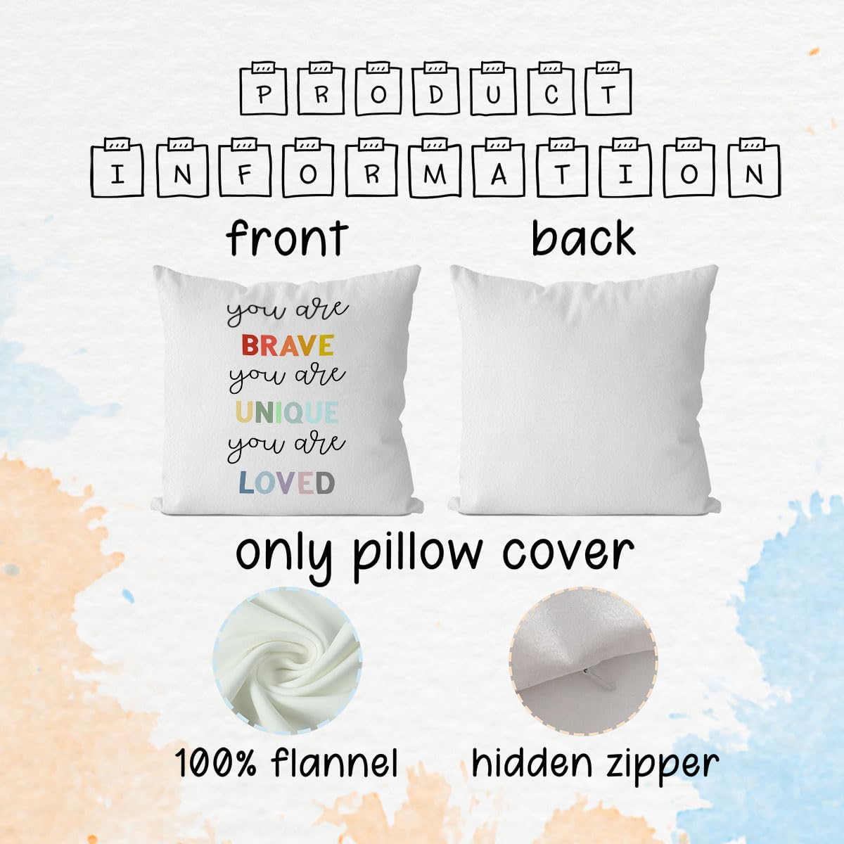 IWXYI Fundas de almohada para aula de 18 x 18 pulgadas, fundas de almohada positivas para el aula con texto en inglés “You eres”, almohadas de aula