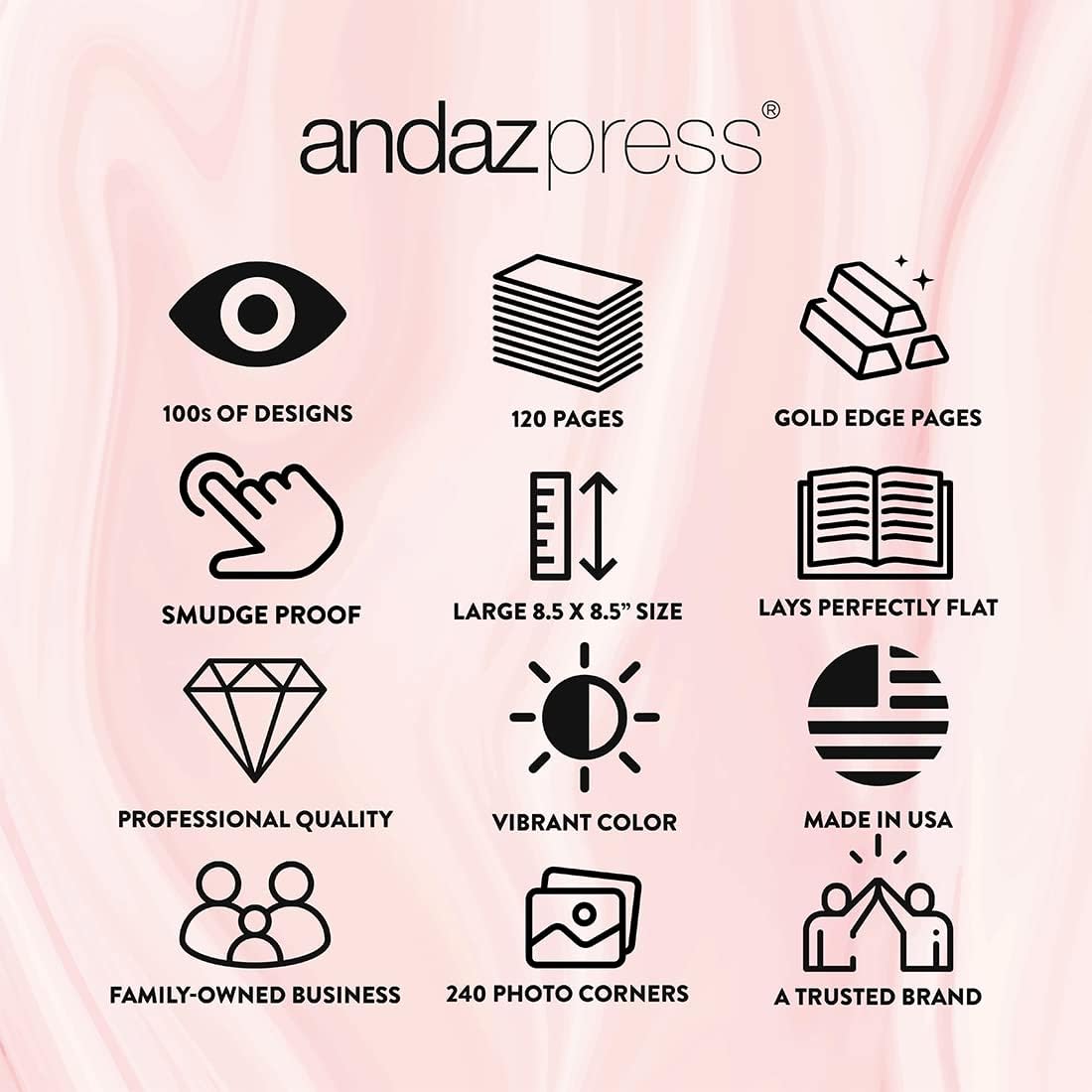 Andaz Press Libro de invitados personalizado Sweet 16 con acentos dorados, confeti de oro rosa, 120 páginas de 8.5 x 8.5 pulgadas, tapa dura, álbum