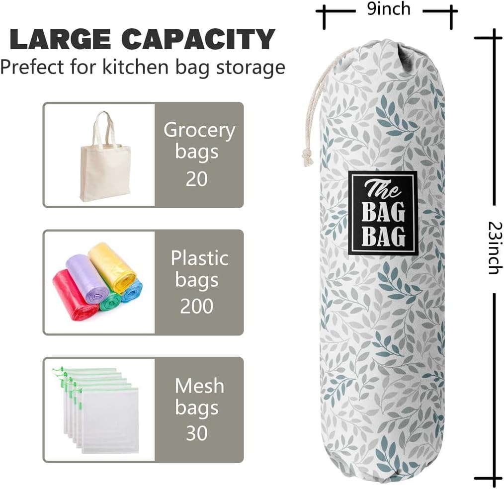 Bolsa para bolsa de comestibles, organizador de bolsas de comestibles de hojas para bolsas de compras, bolsas de plástico de montaje en pared,
