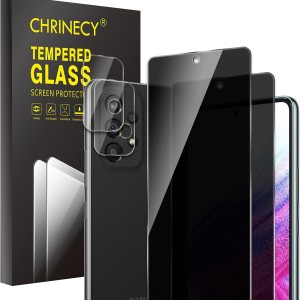 CHRINECY Paquete de 4 protectores de pantalla de privacidad compatibles con Samsung Galaxy A53 con 2 protectores de lente de cámara, dureza 9H, CHRINECY Paquete de 4 protectores de pantalla de privacidad compatibles con Samsung Galaxy A53 con 2 protectores de lente de cámara, dureza 9H,