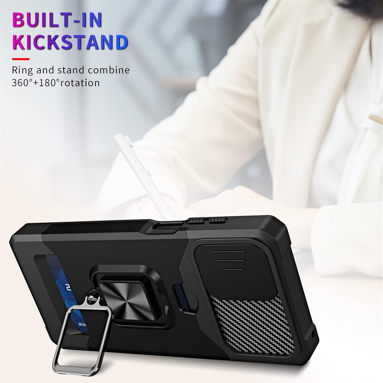 Ysnzaq Funda para Xiaomi Redmi Note 12 4G con tarjetero y cámara deslizante (no 5G), cubierta protectora de grado militar a prueba de golpes para