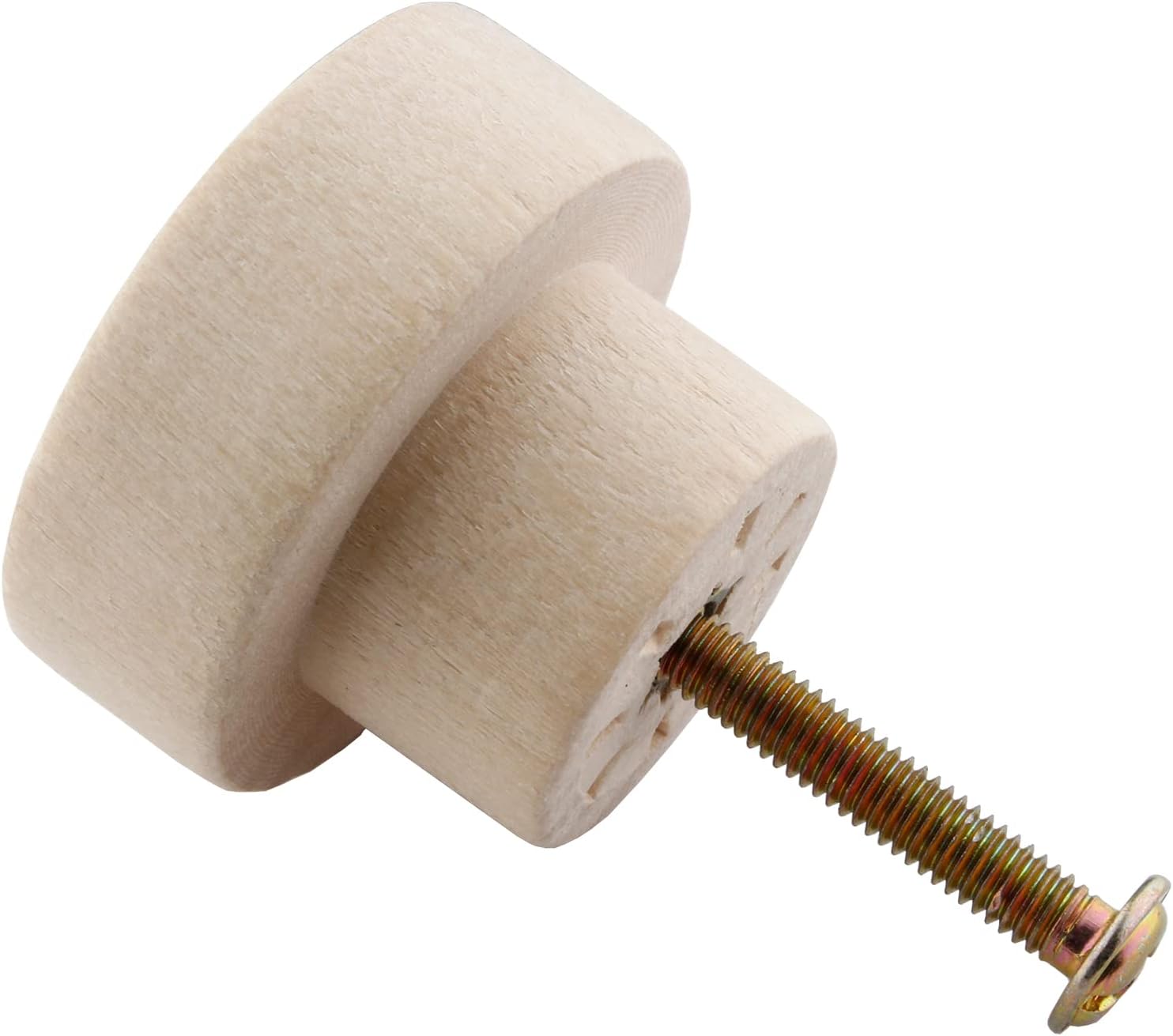 Zorfeter 16 pomos de madera plana para cajones, pomos de madera natural sin terminar para gabinetes de muebles (diámetro 1.299 in, altura 0.984 in)
