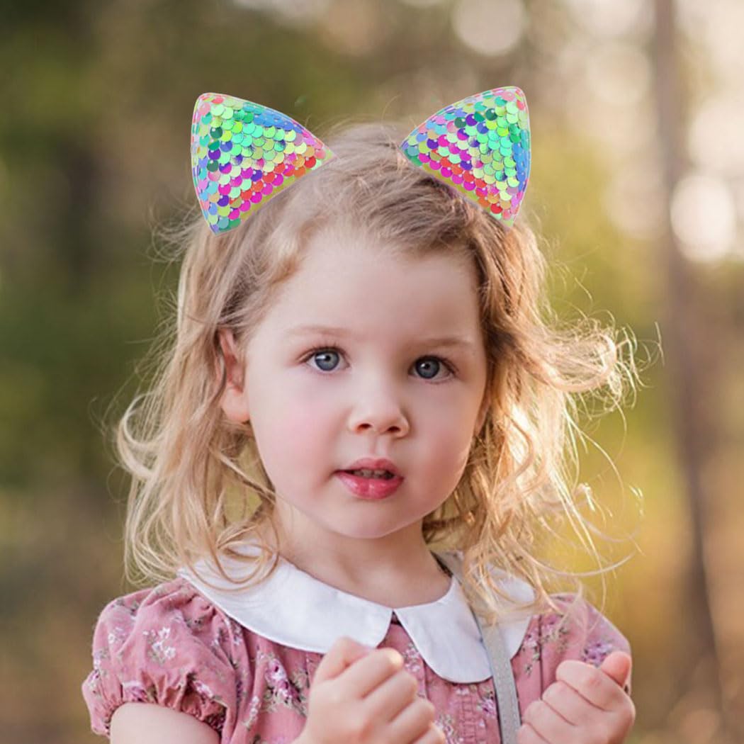 Haomye Pinzas para el pelo de orejas de gato, horquillas para el pelo de bebé, pasadores de lentejuelas para niños, accesorios para el cabello para