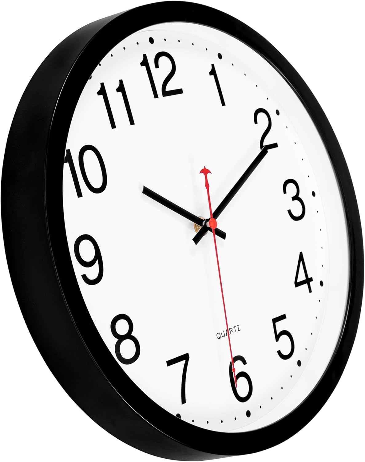 Foxtop Paquete de 2 relojes de pared negros, 12 pulgadas, silencioso, sin tictac, de cuarzo, funciona con pilas, reloj de pared analógico redondo