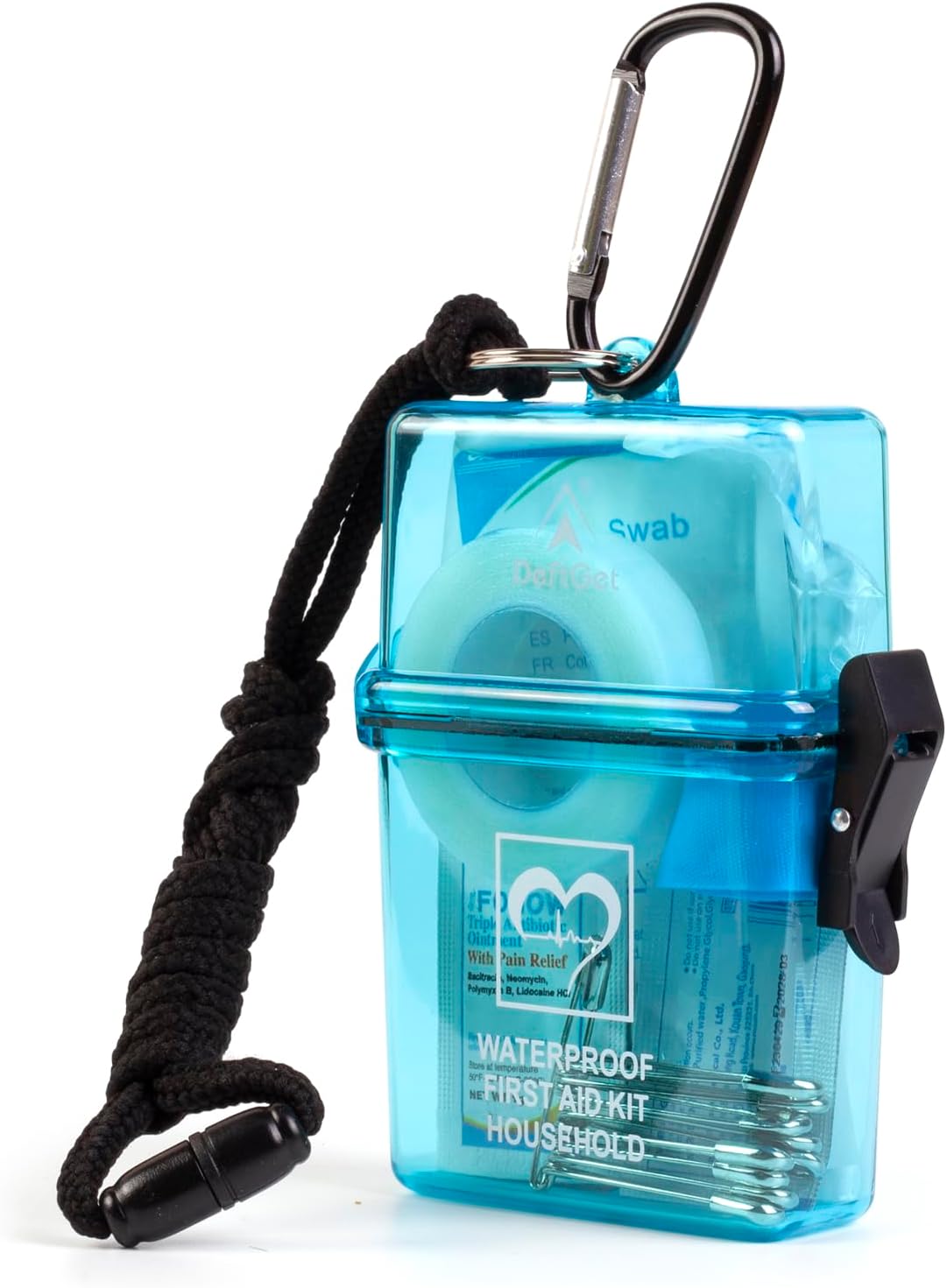 DEFTGET Kit de primeros auxilios a prueba de agua, artículos esenciales de viaje, elegibles para HSAFSA, pequeños kits de supervivencia de