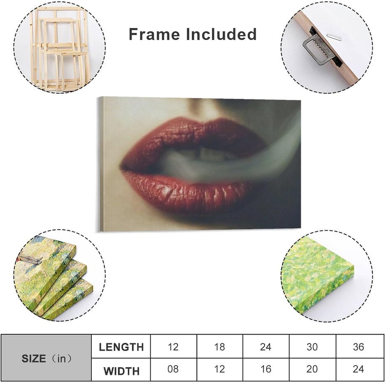 Pósteres modernos de arte de pared, póster de arte de moda con labios rojos, mujer, fumar, póster de arte de cueva de hombre, pósteres e impresiones