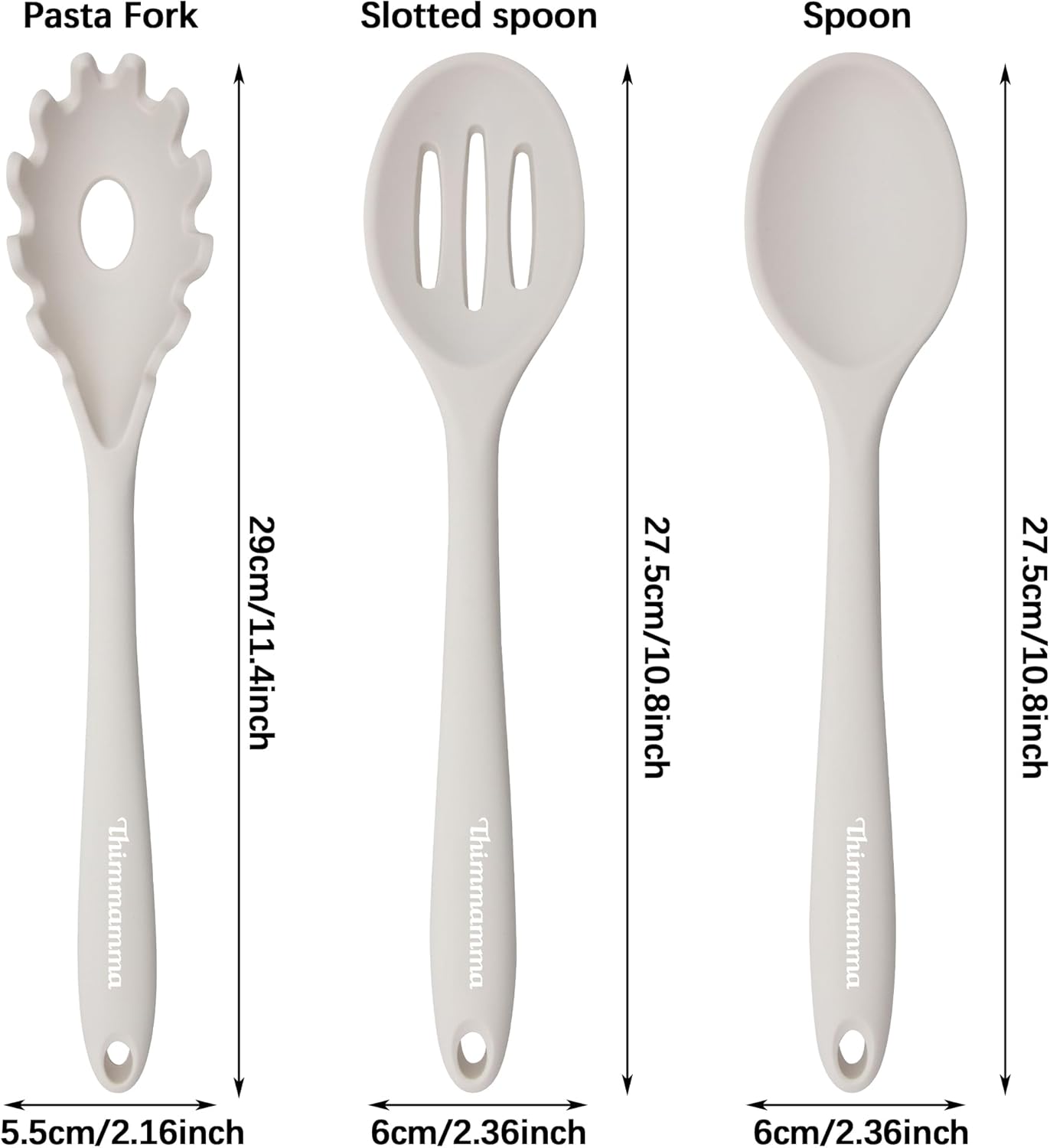 Cucharas de cocina de silicona, resistentes al calor, cuchara ranurada para pasta de silicona, juego de cucharas sólidas para utensilios de cocina