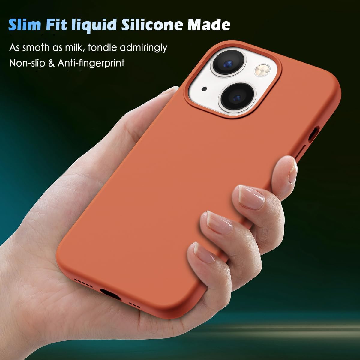 YATWIN Funda 5 en 1 diseñada para iPhone 13 con 2 protectores de pantalla + 2 protectores de lente de cámara, silicona líquida, delgada, de goma