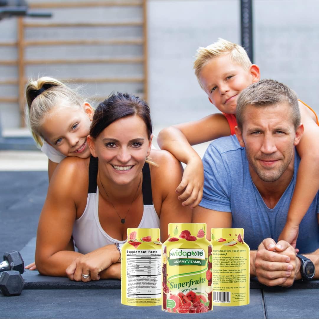 Amazing Superfruits Star Gummies Vitaminas A, C, E, Zinc, Acai Berry, Acerola, Goji, raíz de remolacha, fresa, grosella espinosa. Sabor frambuesa y