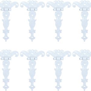KUMGROT Paquete de 8 bisagras antiguas de 4.45 x 2.72 pulgadas con correa en T para joyas, bisagras para ventanas, bisagras de gabinete de aleación KUMGROT Paquete de 8 bisagras antiguas de 4.45 x 2.72 pulgadas con correa en T para joyas, bisagras para ventanas, bisagras de gabinete de aleación