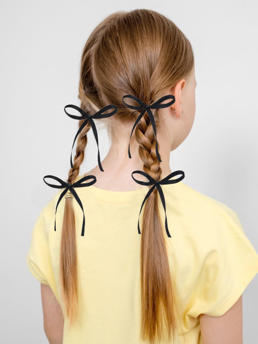 20 clips de lazos pequeños con cinta, cola larga, soporte para cola de caballo, pasadores para el cabello, accesorios para el cabello para mujeres y