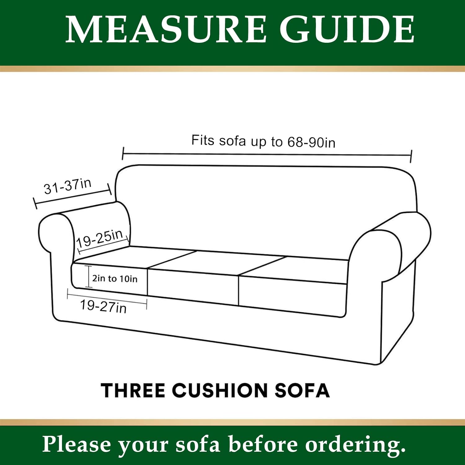 CRFATOP Fundas de sofá de 4 piezas para sofás de 3 cojines, funda elástica con 3 fundas de cojín de asiento separadas, protector de muebles lavable