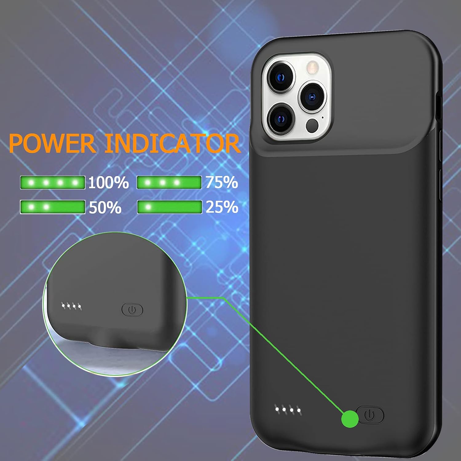 Funda de batería para iPhone 1212 Pro, 7000 mAh ultradelgada, recargable, portátil, funda protectora de carga extendida, compatible con iPhone 1212