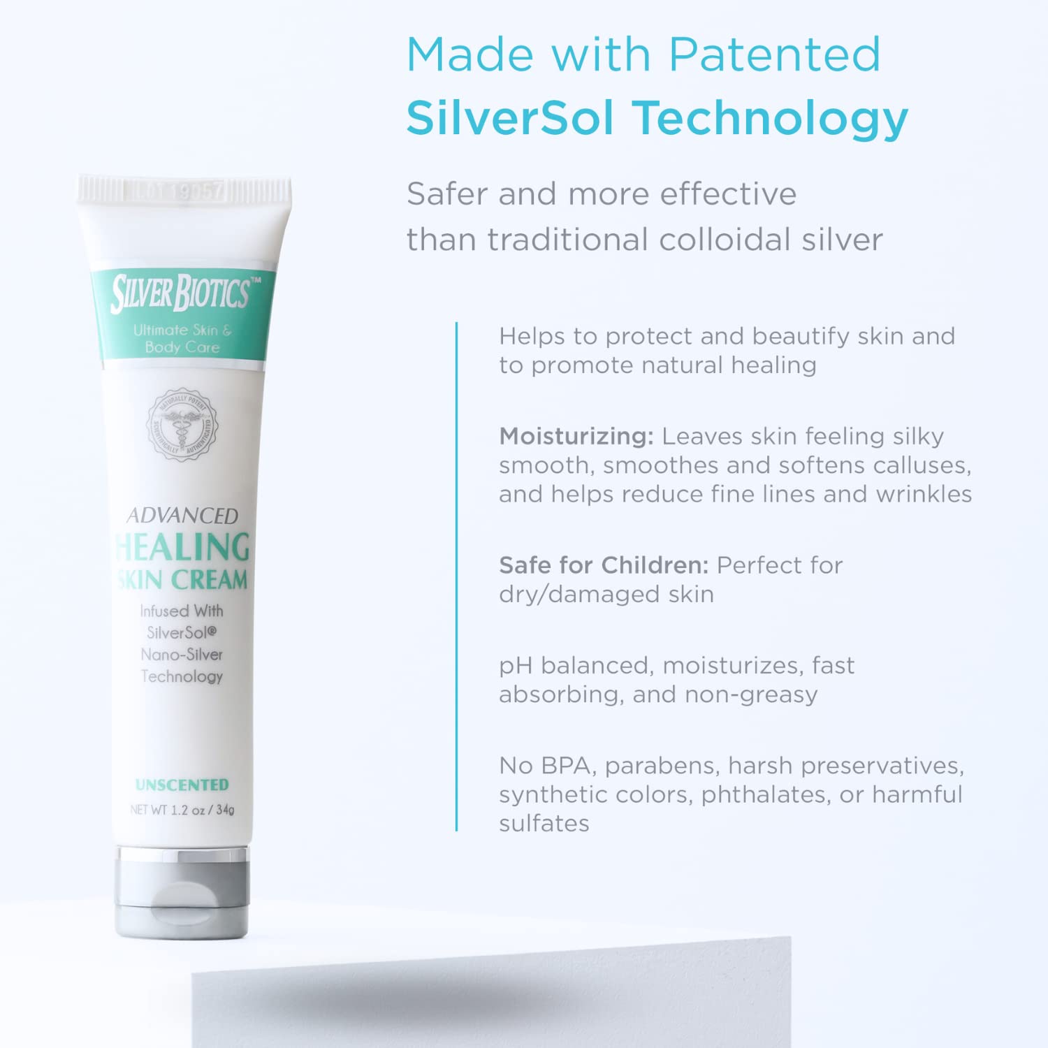 Silver Biotics Nano Silver Crema curativa  SilverSol y ácido hialurónico  Todos los ingredientes naturales para curar, suavizar las manchas y