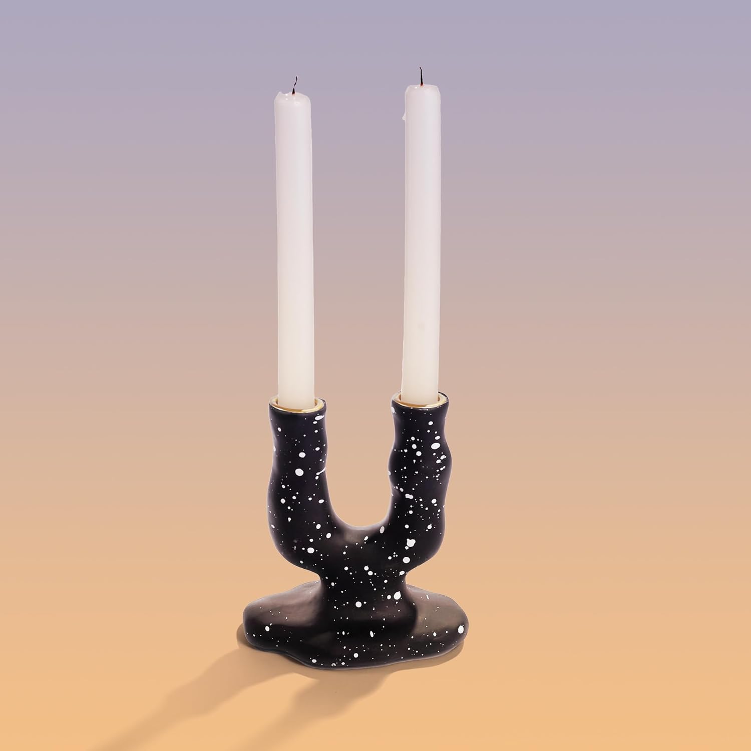 Regalo para ellanovia, portavelas moderno, 5.3 pulgadas de alto, elegante para decoración del hogar, centro de mesa, boda, aniversario, fiesta, negro