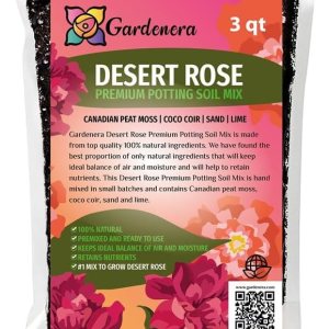 Gardenera Mezcla para macetas de rosas del desierto – Proporciona a tus adeniums la composición ideal del suelo – 3 cuartos de galón Gardenera Mezcla para macetas de rosas del desierto – Proporciona a tus adeniums la composición ideal del suelo – 3 cuartos de galón