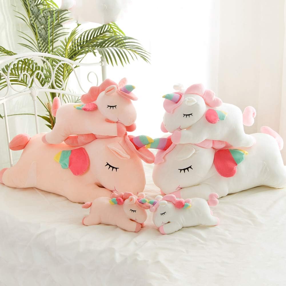 Animales de peluche de unicornio, almohada suave de unicornio para abrazar, regalo para niños (blanco, 12 pulgadas)