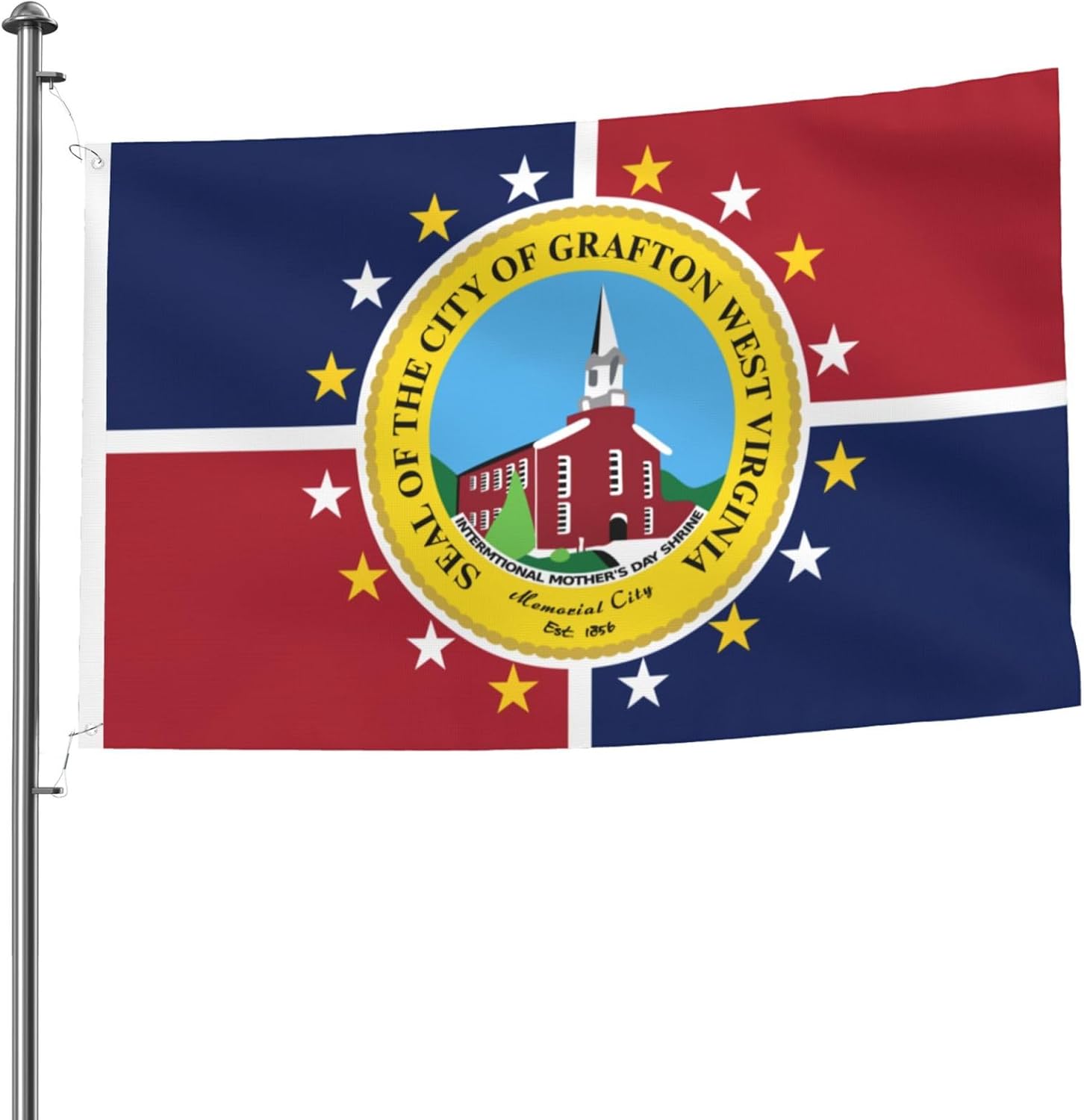 Bandera de Grafton, bandera de Virginia Occidental de 5 x 8 pies, banderas de decoración de exterior de doble cara, banderas de poliéster duradero,
