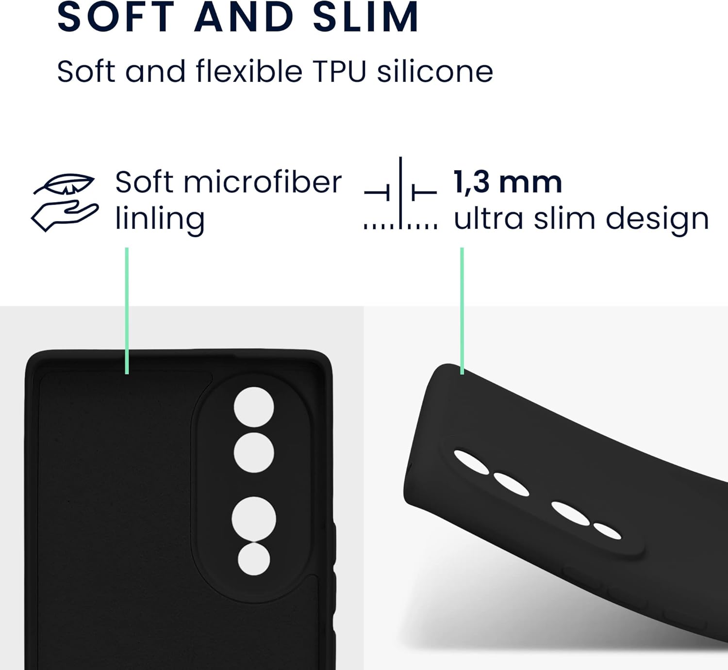 kwmobile Funda compatible con Honor 70 (5G) – Funda protectora delgada de TPU con acabado mate suave – negro mate