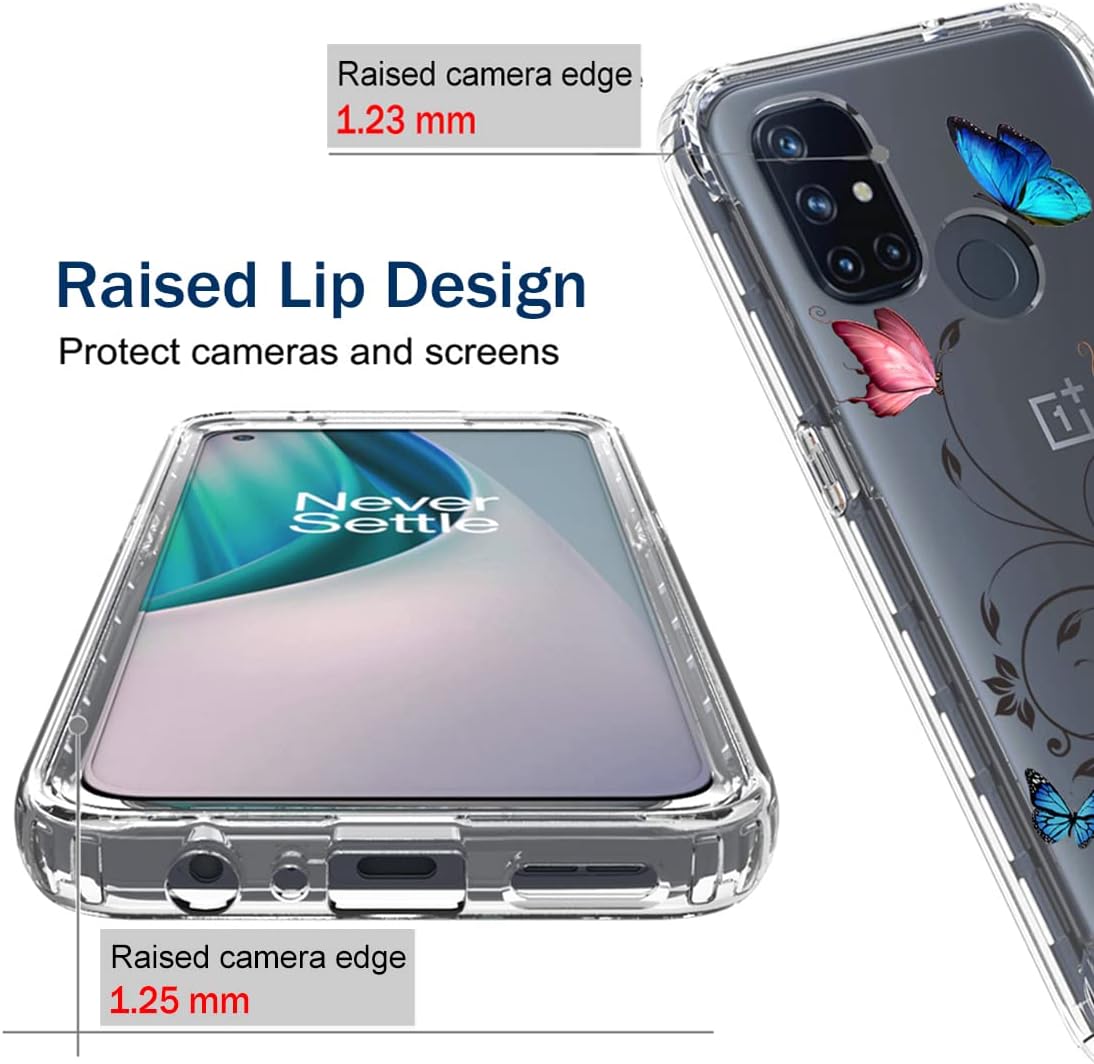 Funda para OnePlus Nord N10 5G, BE2029 con protector de pantalla de vidrio templado, carcasa rígida de diseño floral de cuerpo completo + funda de