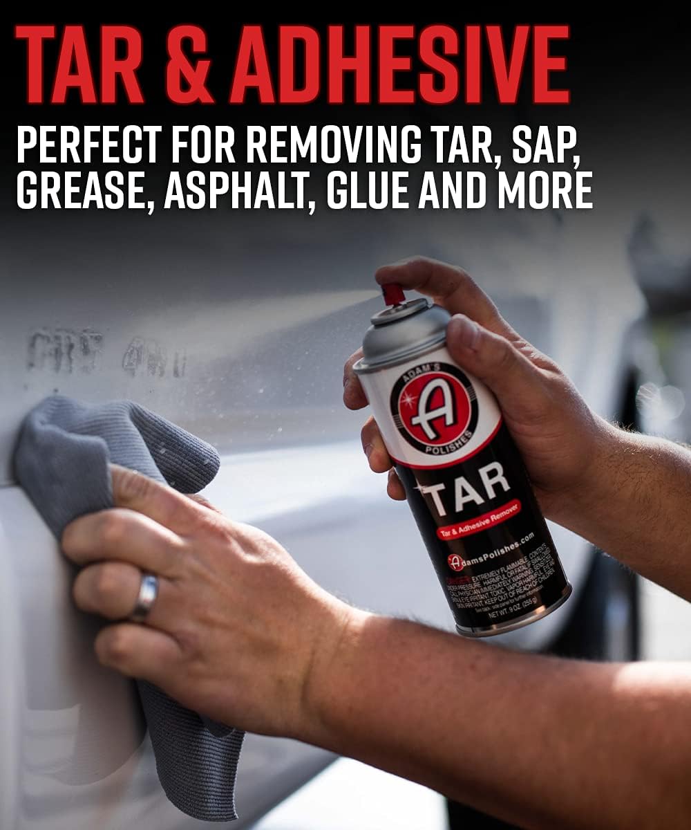 Adam’s Tar 9oz  Removedor de adhesivo y alquitrán de carretera concentrado  Elimina rayas de goma, insignias y suciedad de tu pintura, ruedas,