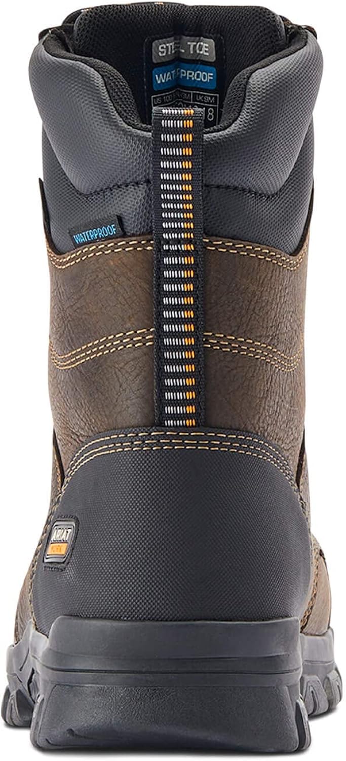 Ariat Botas de trabajo para hombre Treadfast de 8 pulgadas con punta de acero impermeable