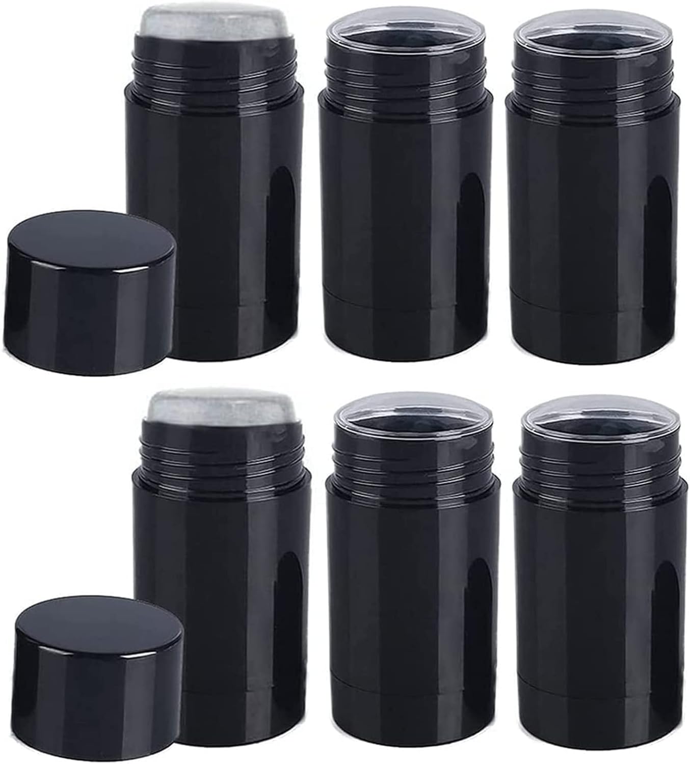 Paquete de 10 recipientes de desodorante vacíos redondos de 2.5 fl oz de 2.5 onzas, barra de llenado de plástico para desodorante, tubos vacíos de