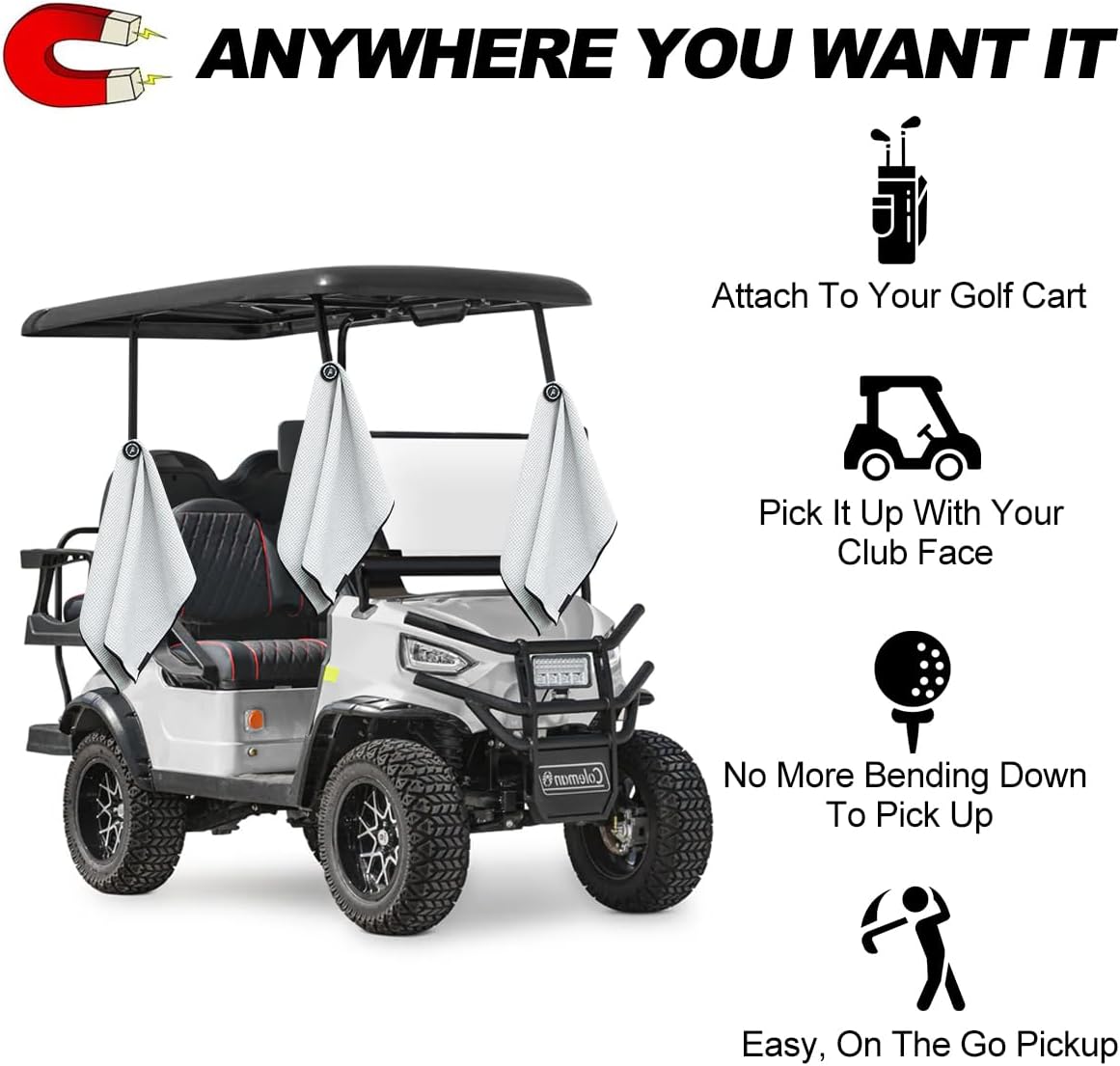 Aliennana Toalla de golf magnética, diseño de gofre de microfibra con clip, imán de fuerza industrial para un fuerte agarre a bolsas de golf,