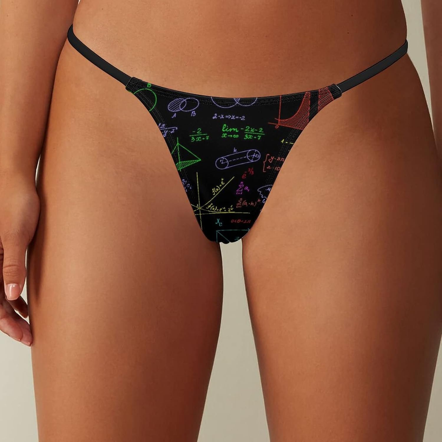 Multicolored Math Formulas Science G-String Thongs for Women No Show Panties Underwear Low Rise T-Back