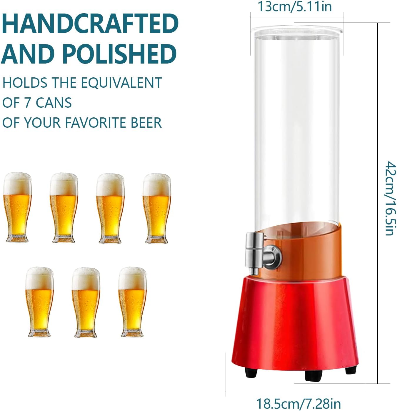 Torre Mimosa roja brillante 3L100 onzas LED dispensador de torre de bebida recargable iluminado torre de cerveza dispensador de bebidas jugo cóctel