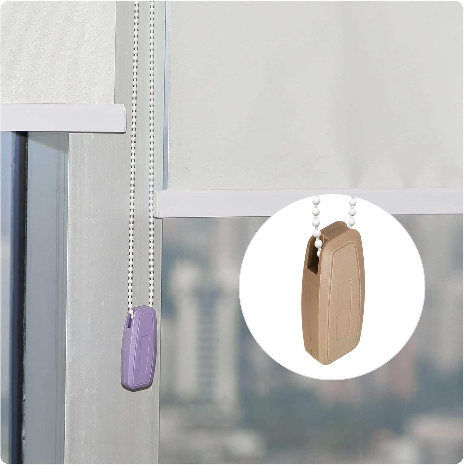 uxcell Peso del cordón ciego, 8 piezas de cortina de ventana de 3.150 in, con asa de cadena romana, accesorios verticales romanos, color marrón