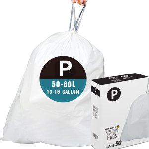Code P Bolsas de basura resistentes con cordón reforzado para 13-16 galones  50-60 litros compatibles con código P (50 unidades)  Revestimientos de Code P Bolsas de basura resistentes con cordón reforzado para 13-16 galones  50-60 litros compatibles con código P (50 unidades)  Revestimientos de