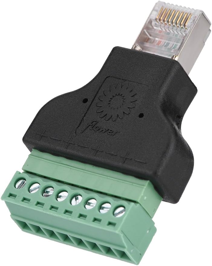 Adaptador de terminal de tornillo, conector Ethernet DVR, conector RJ45 macho a conector de terminal de tornillo de 8 pines de repuesto (paquete de