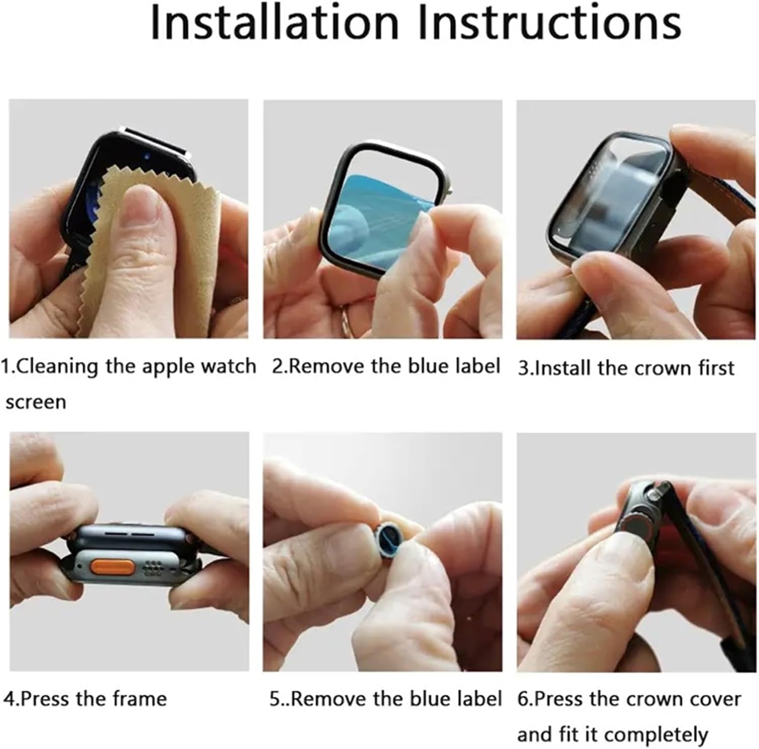 Funda de cristal para Apple Watch de 1.73, 1.77, 1.61, 1.57, 1.57, 1.65 y 1.49 pulgadas, protector de pantalla Ultra Bumper iWatch Series 8, 7, SE,