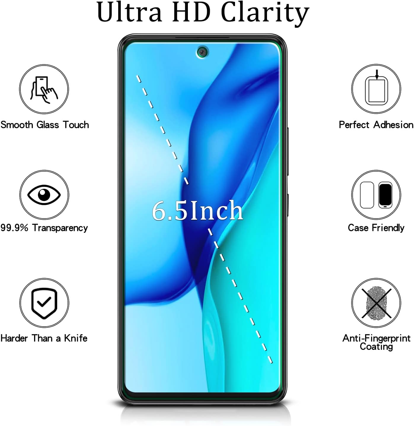 MAYtobe Paquete de 2 protectores de pantalla diseñados para Samsung Galaxy A53 5G, vidrio templado, antiarañazos, sin burbujas, fácil de instalar