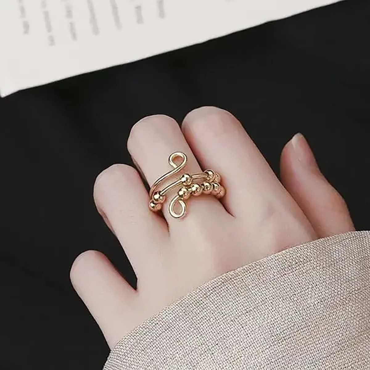 Anillo para ansiedad con cuentas de arcoíris de mamá con texto en inglés “To My Daughter”, anillos ajustables abiertos para ansiedad para mujeres,